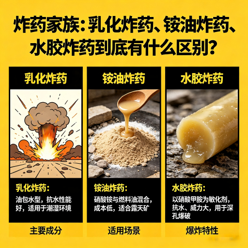 墨玉炸药家族：乳化炸药、铵油炸药、水胶炸药到底有什么区别？